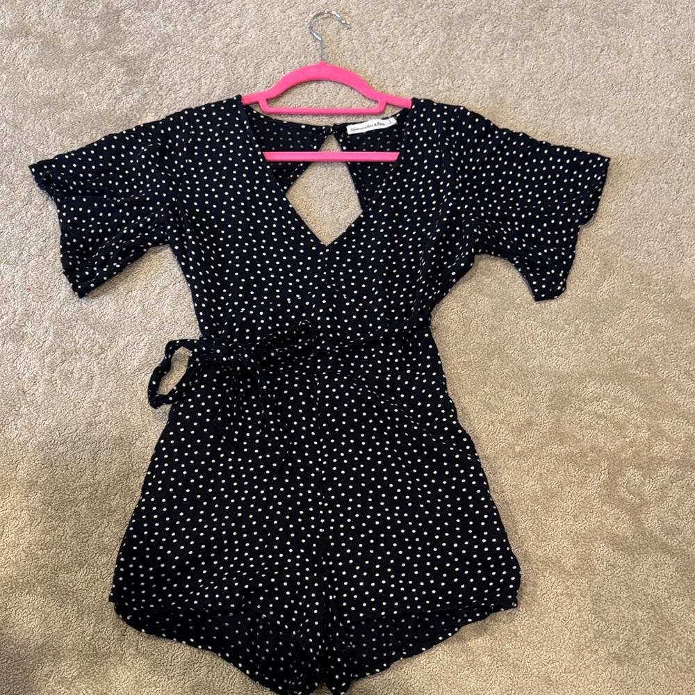 Abercrombie & Fitch Black Polka Dot Backless Dress